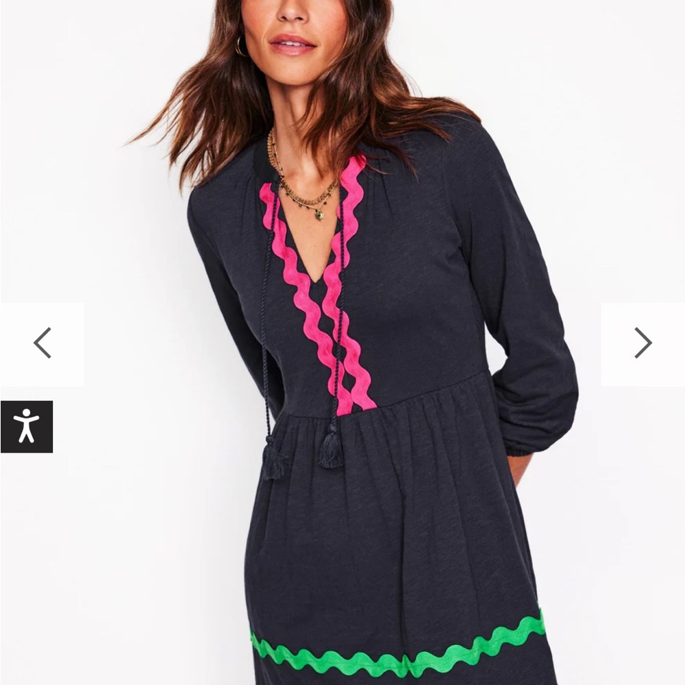 Boden Navy Ric Rac Jersey Dress NEW